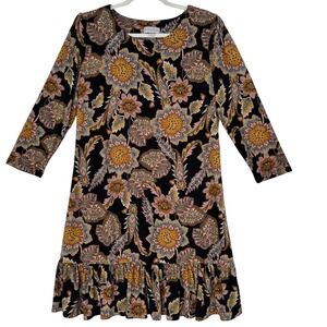 Marc New York Womens 3/4 Sleeve Dress‎ Size 16 Black Floral Career Ruffle Hem